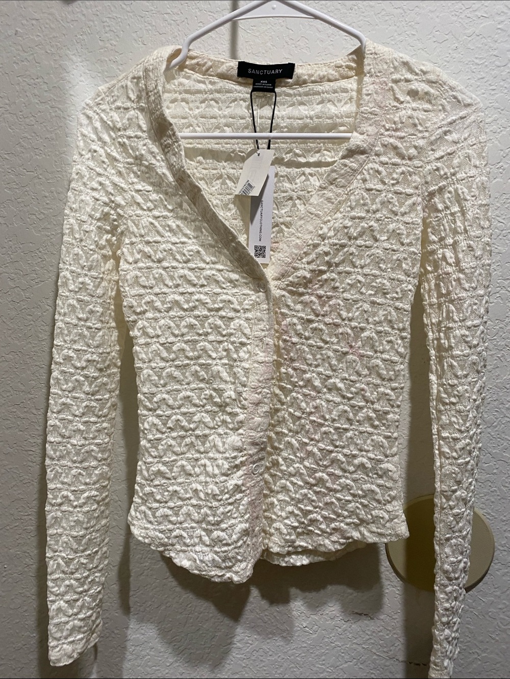Sanctuary Cream Textured Button-Up Blazer